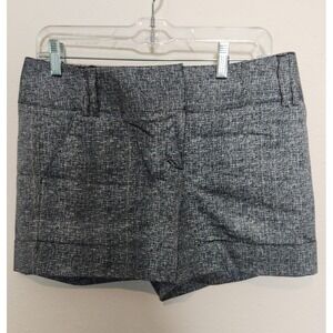 Express Black Tweed Cuffed Dress Shorts Pockets Wide Waistband‎ Size 6 x 4.5